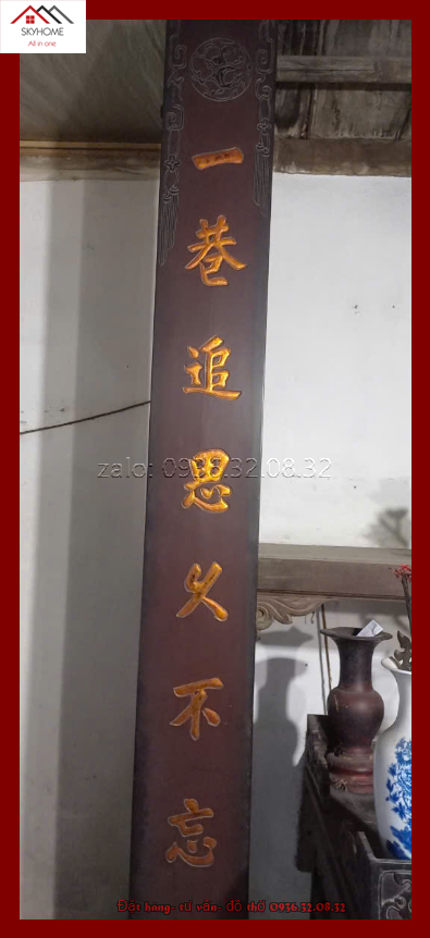 Câu đối thờ chữ Trọng đường hậu trạch thùy vô cực- Nhất hạng truy tư cửu bất vong